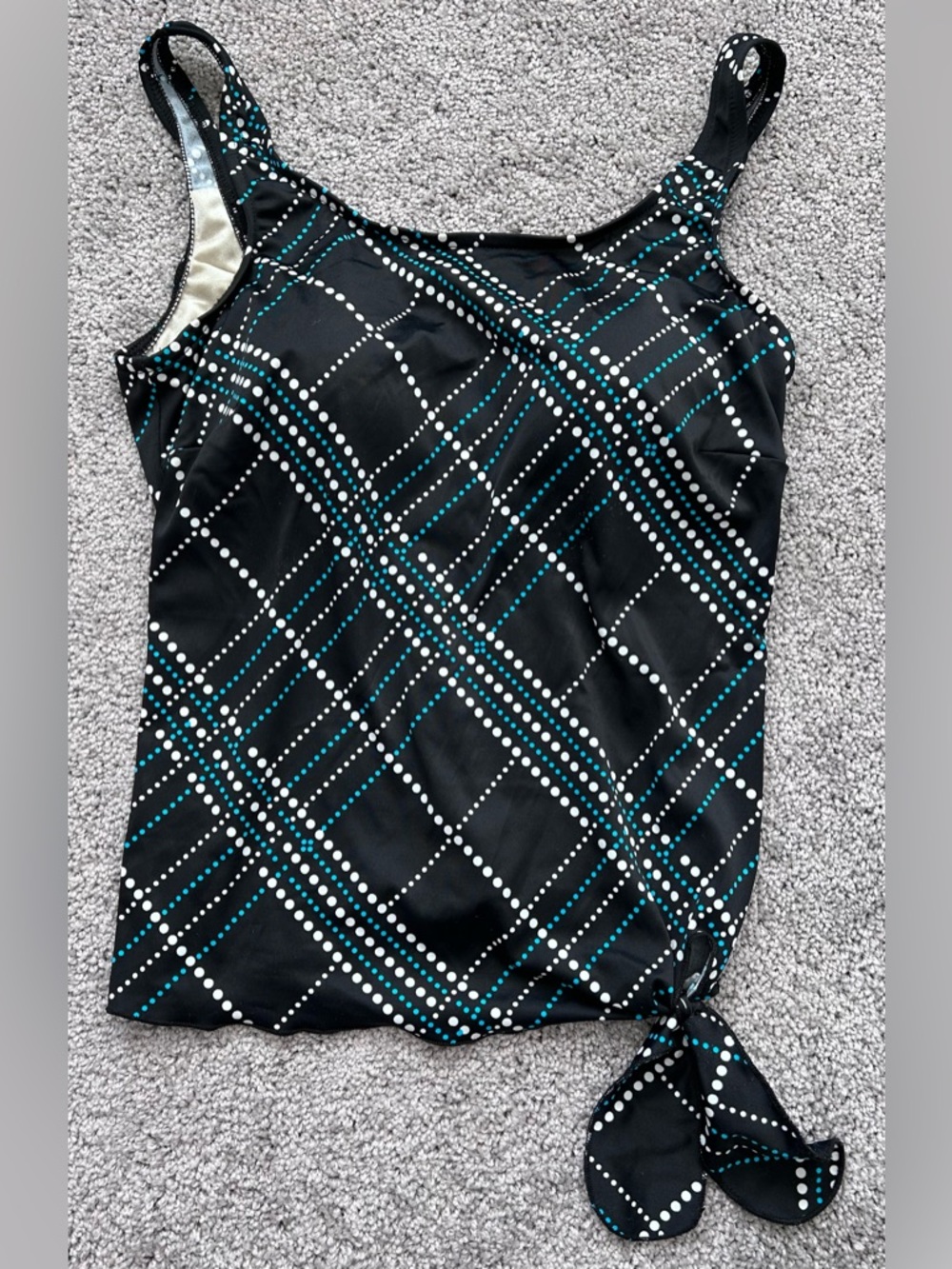 Le Cove, Black, White & Blue Pattern Tankini Top - Women's Swim, Size 12